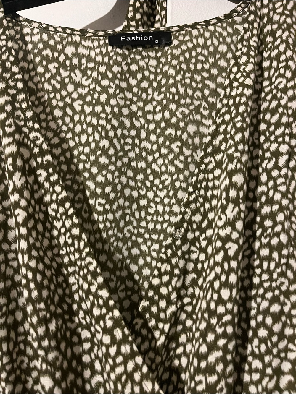 Women's Olive and White Printed dress.